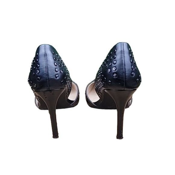 French Connection Womens Leather Ellis Studded D'Orsay Dress Pump Black Size 9 - Picture 6 of 12
